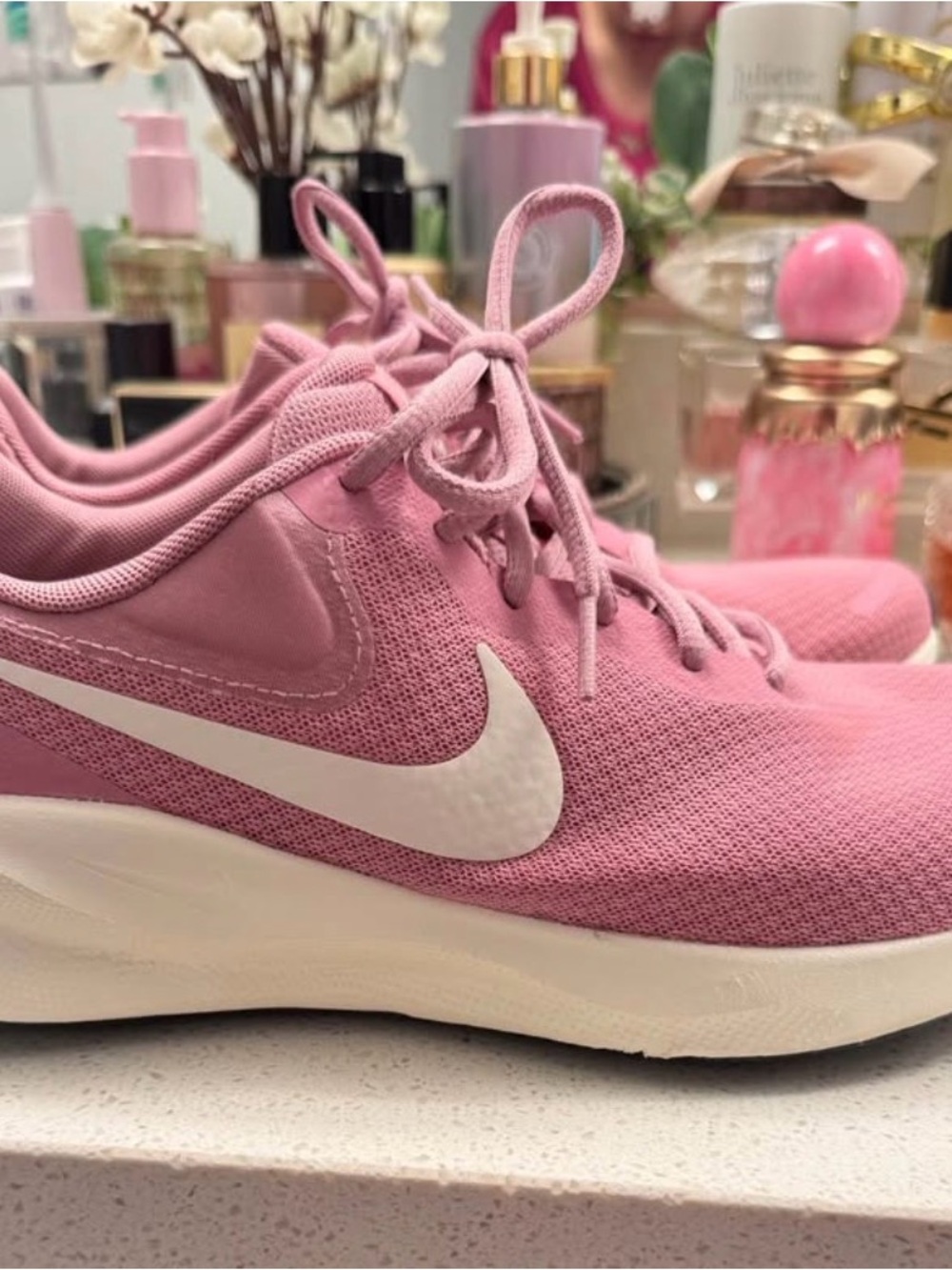 Nike Pink and White Women's Athletic Running Shoes